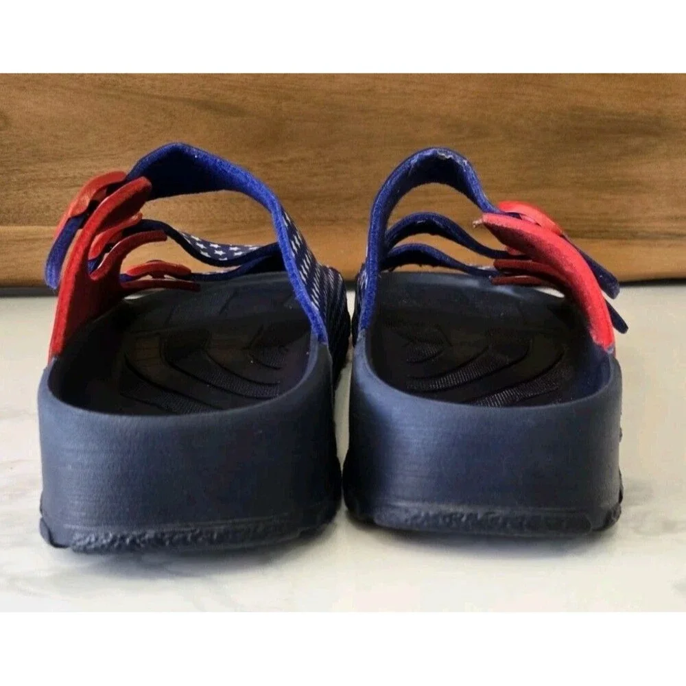 Birki’s Birkenstock Santiago Sandals 45 American Flag Stars Stripes 3 Strap Men